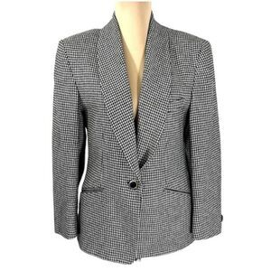 Bretton Place Blazer 10P Houndstooth Wool Blend Vintage 90s